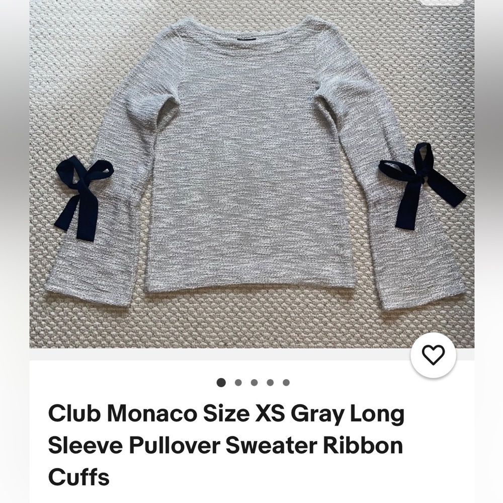 Club Monaco Size XS Gray Long Sleeve Pullover Sweater Ribbon
Cuffs pre-owned